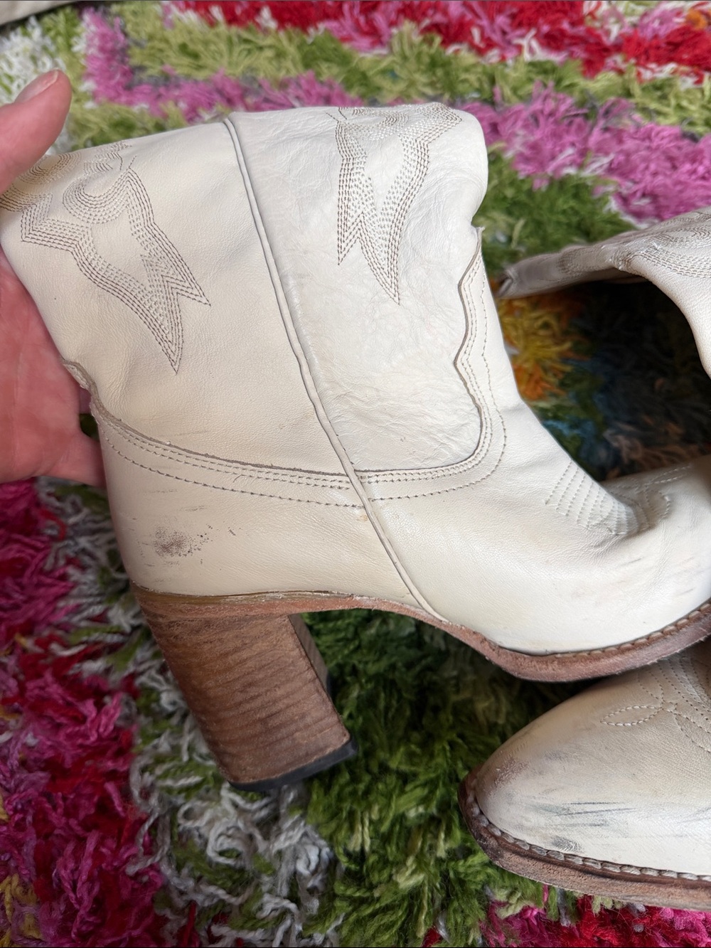 Freebird | 'Jackson' Ivory Leather Western Mid-Calf Boots with Block Heel - Picture 13 of 14